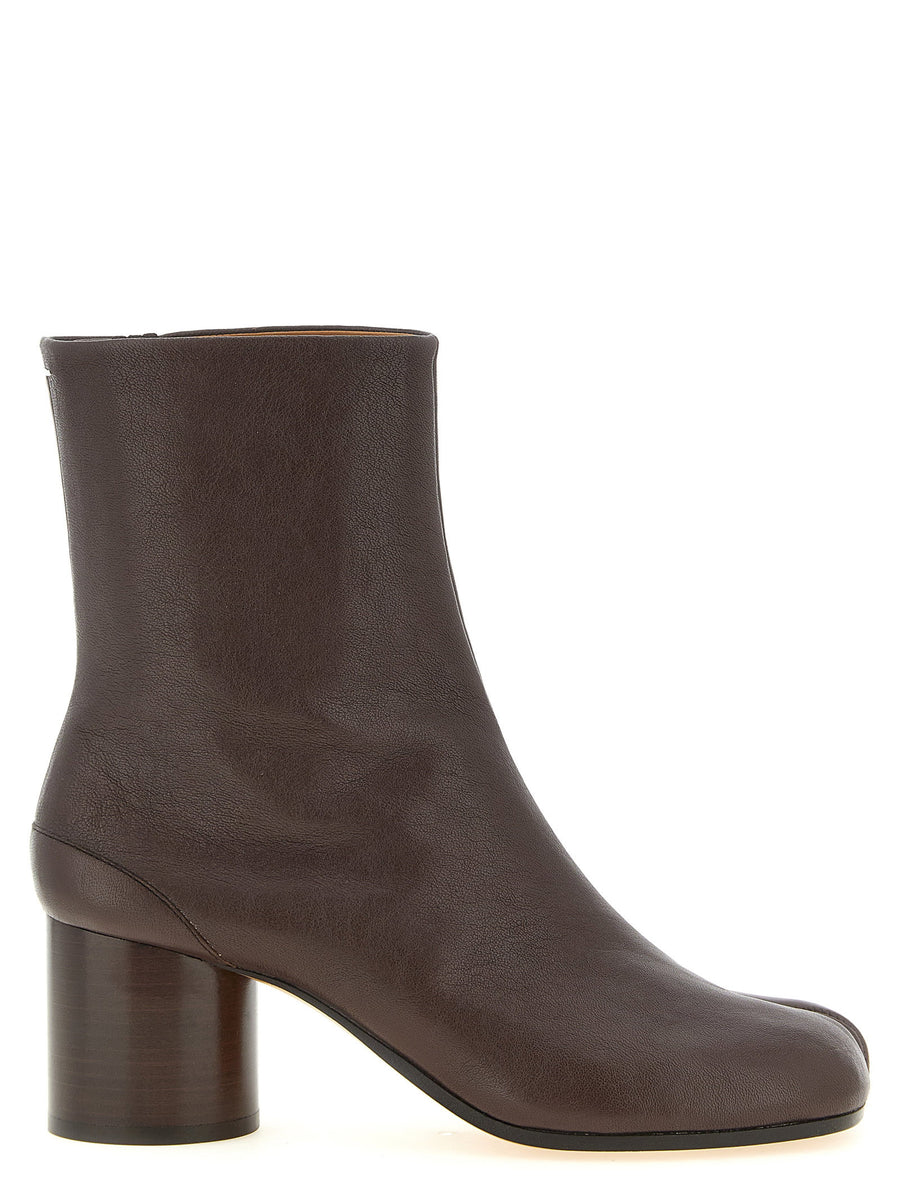 Maison Margiela Tabi Split Toe Ankle Boots Brown Lamb Leather With 6 Cm Heel