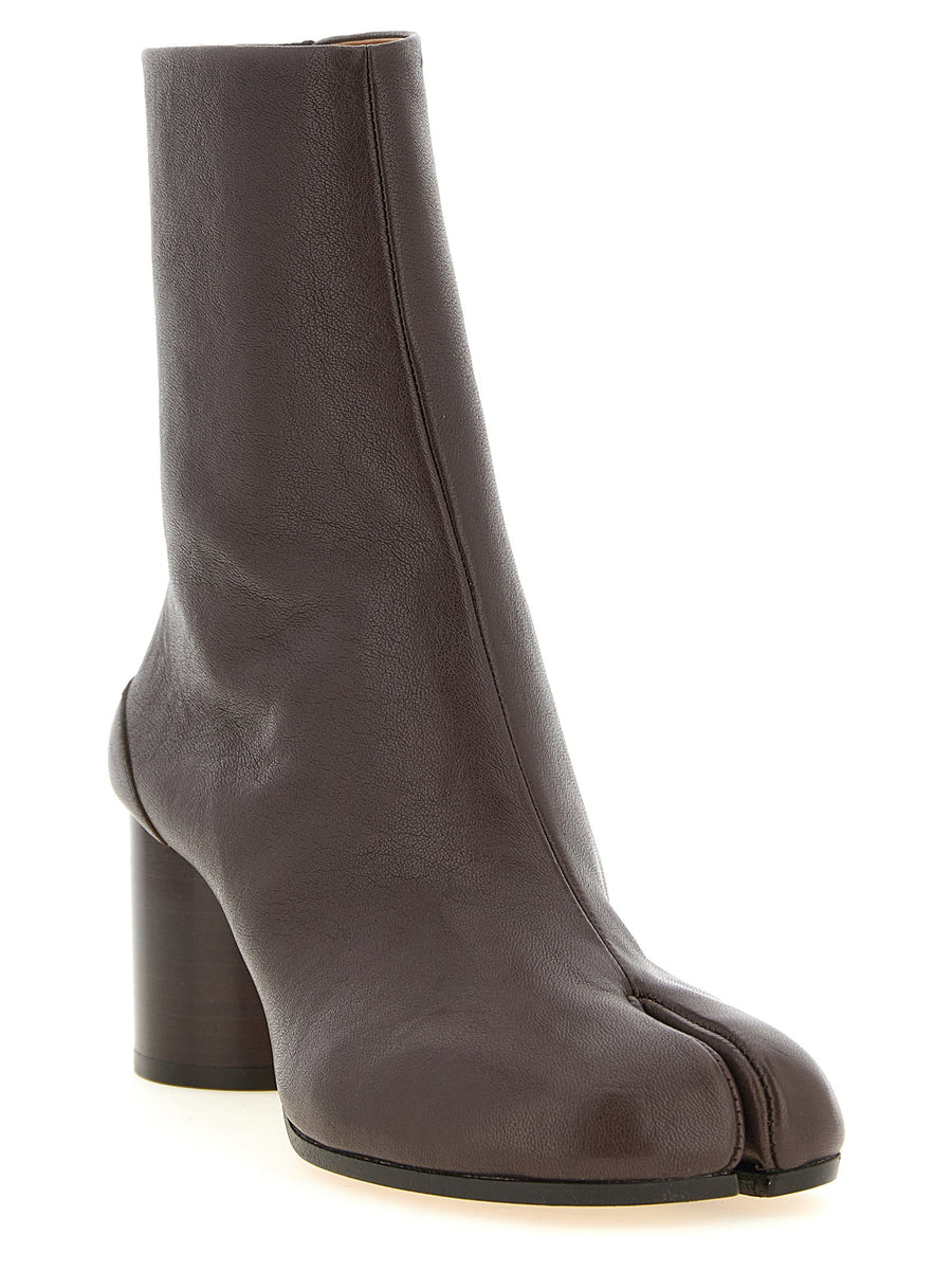 Maison Margiela Tabi Split Toe Ankle Boots Brown Lamb Leather With 6 Cm Heel