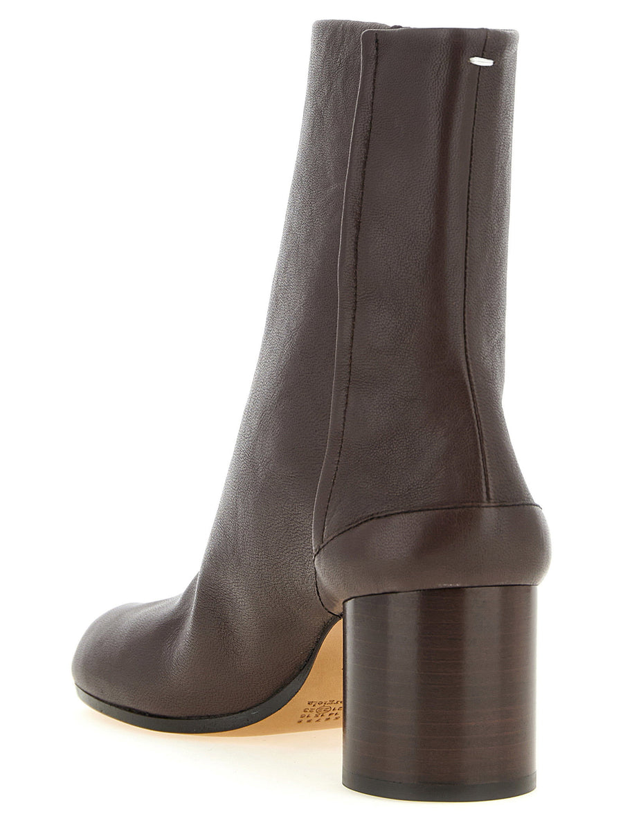 Maison Margiela Tabi Split Toe Ankle Boots Brown Lamb Leather With 6 Cm Heel