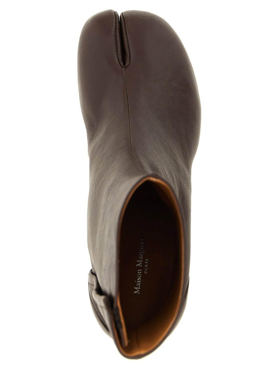 Maison Margiela Tabi Split Toe Ankle Boots Brown Lamb Leather With 6 Cm Heel