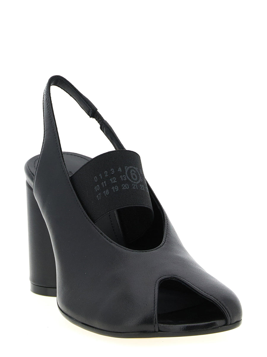 Mm6 Maison Margiela Anatomic Slingback Black Lamb Leather Cylindrical Heel Tabi Front Opening Women