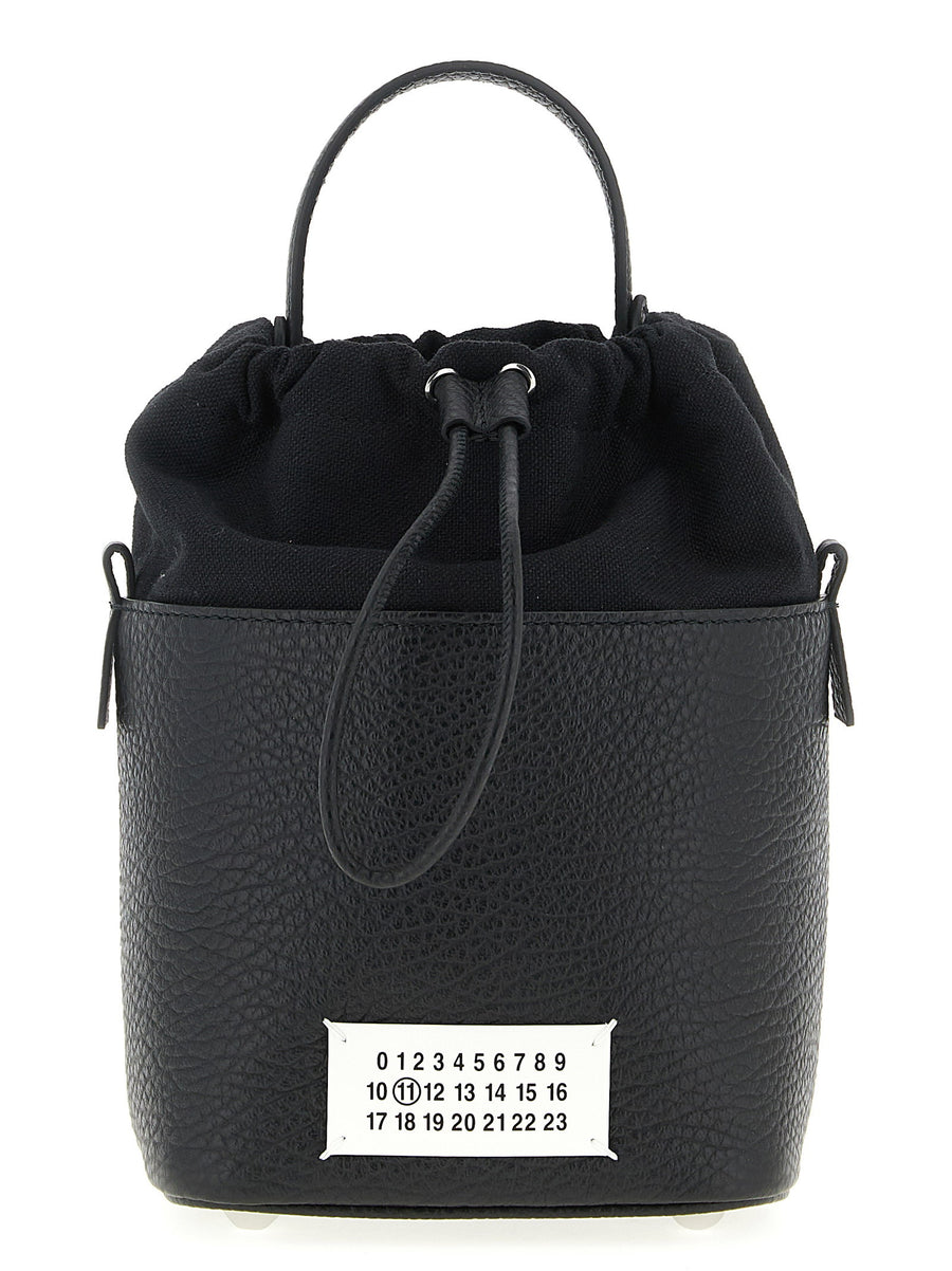 Maison Margiela 5Ac Bucket Bag Black Calf Leather With Drawstring Closure And Removable Strap Luxury Tote For Women