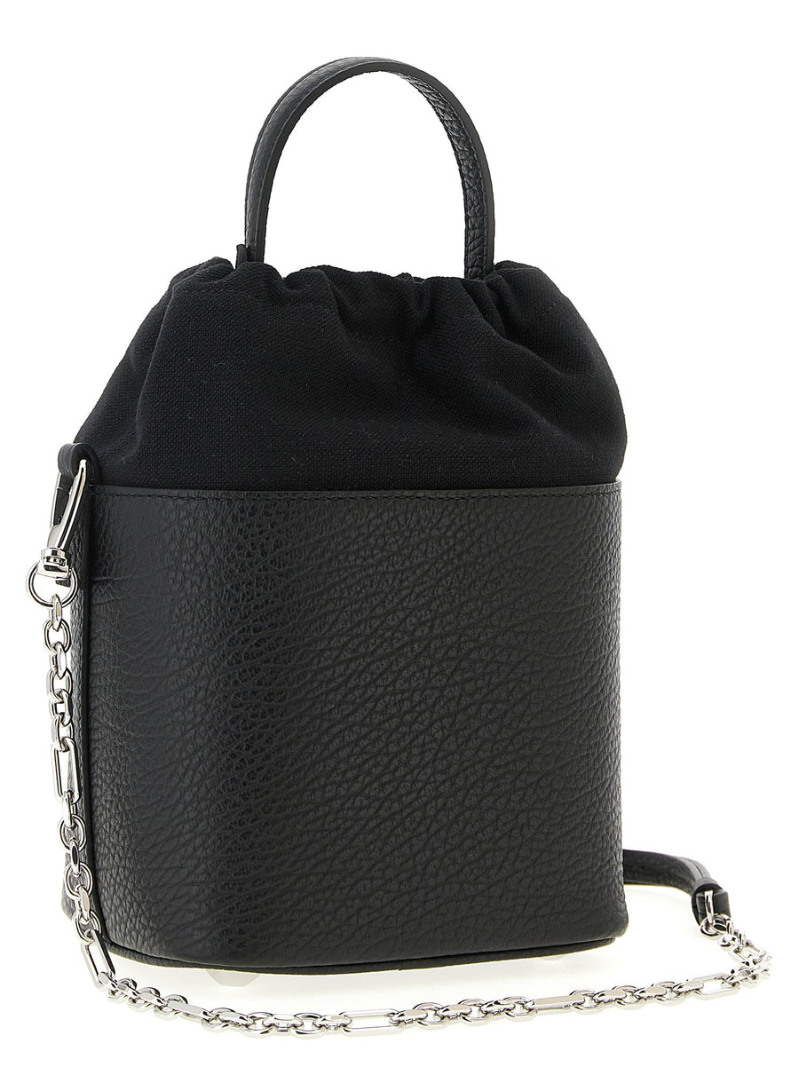 Maison Margiela 5Ac Bucket Bag Black Calf Leather With Drawstring Closure And Removable Strap Luxury Tote For Women
