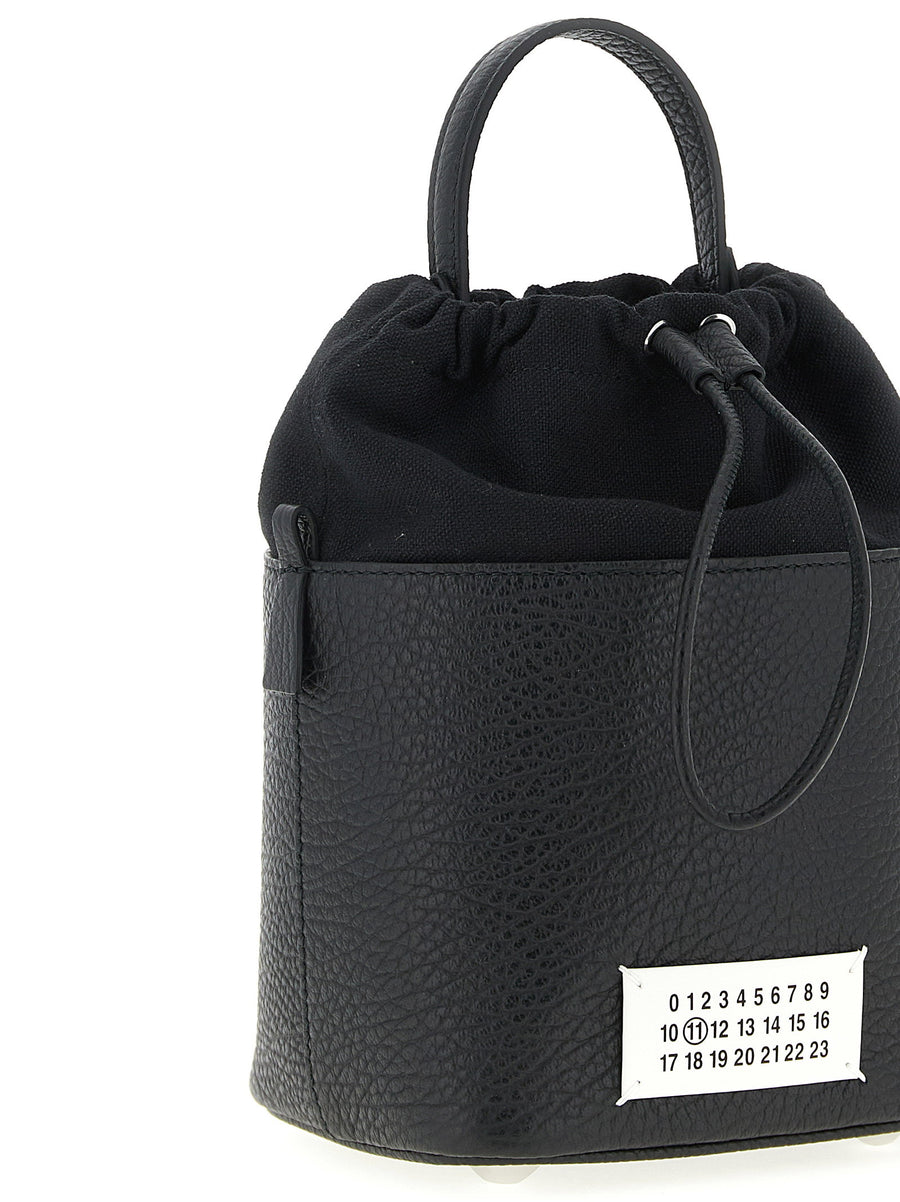Maison Margiela 5Ac Bucket Bag Black Calf Leather With Drawstring Closure And Removable Strap Luxury Tote For Women