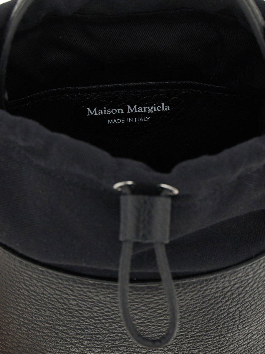 Maison Margiela 5Ac Bucket Bag Black Calf Leather With Drawstring Closure And Removable Strap Luxury Tote For Women
