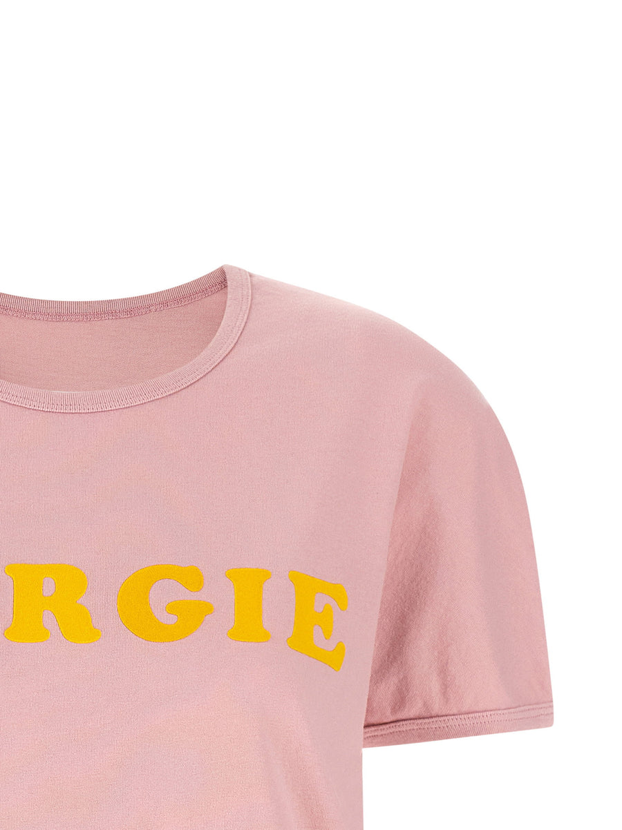 Mm6 Maison Margiela Arc Print T Shirt For Women 100 Percent Cotton Pink Vintage Comfort