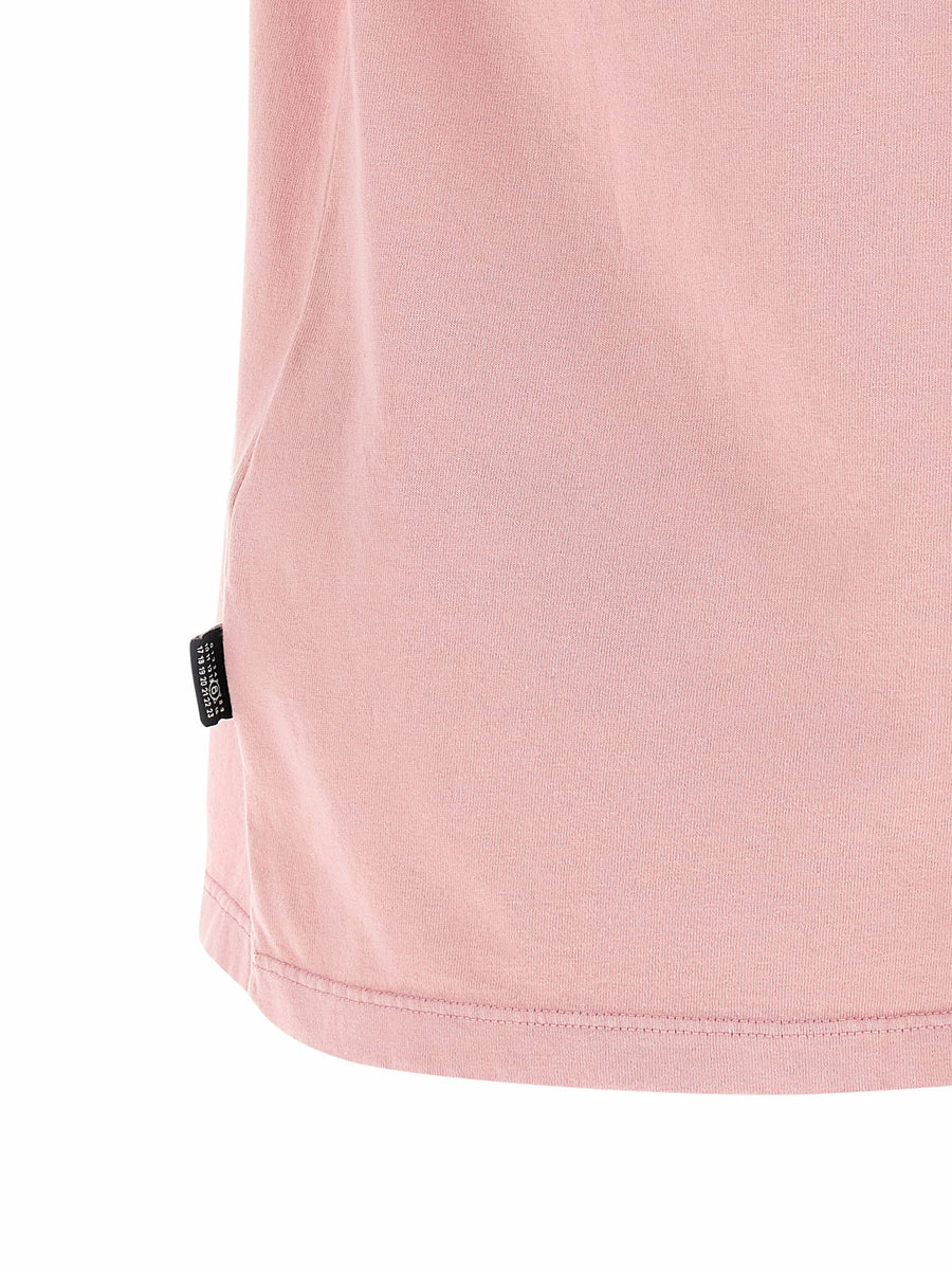 Mm6 Maison Margiela Arc Print T Shirt For Women 100 Percent Cotton Pink Vintage Comfort