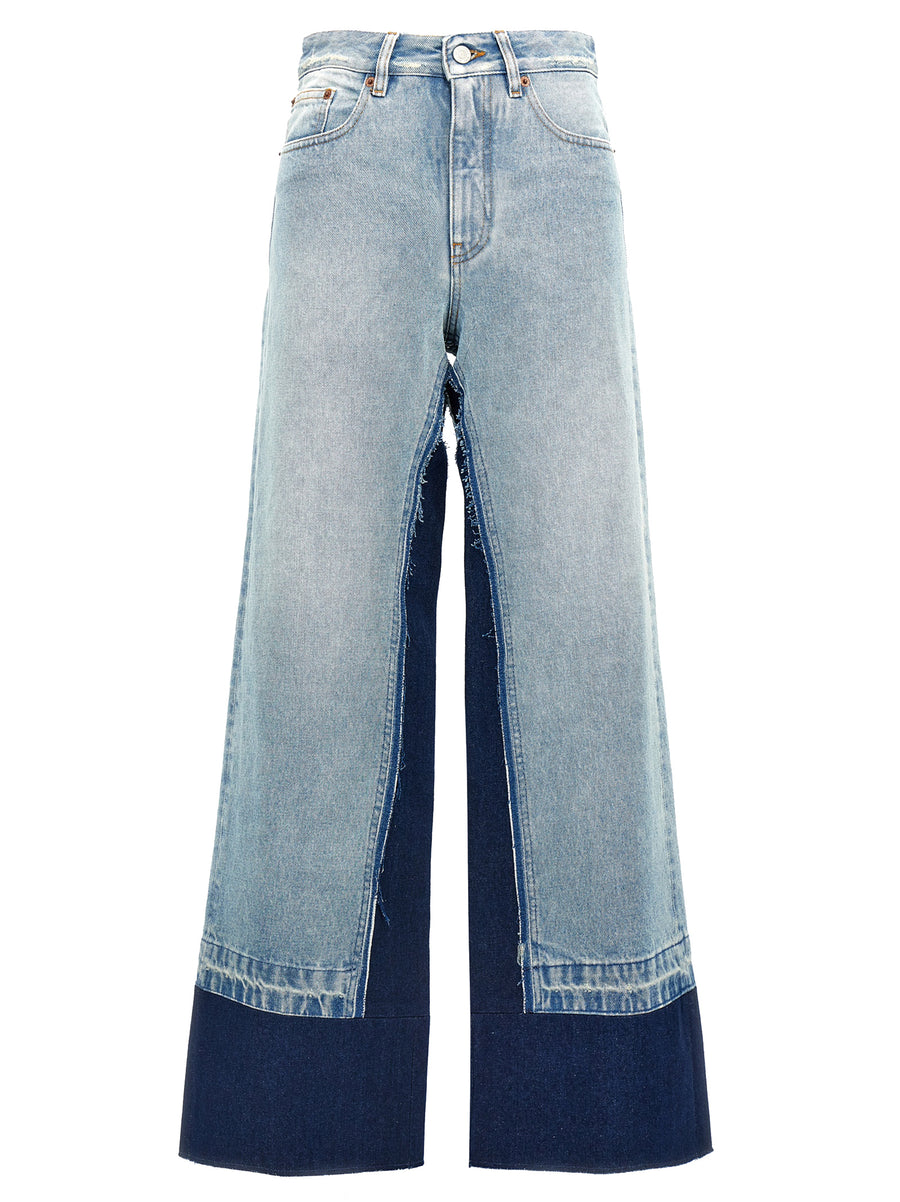 MM6 Maison Margiela Jeans Contrast Insert for Women Premium 100 Percent Cotton Denim With Used Effect Details