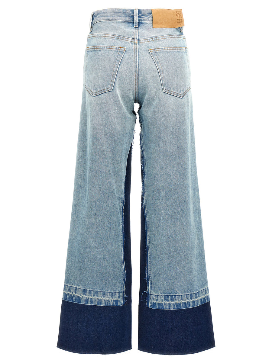MM6 Maison Margiela Jeans Contrast Insert for Women Premium 100 Percent Cotton Denim With Used Effect Details