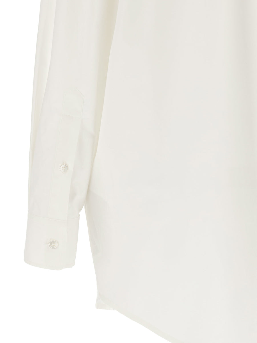 MM6 Maison Margiela Tulle Insert Shirt For Women With Semi Transparent Top And Oversized Cotton Poplin