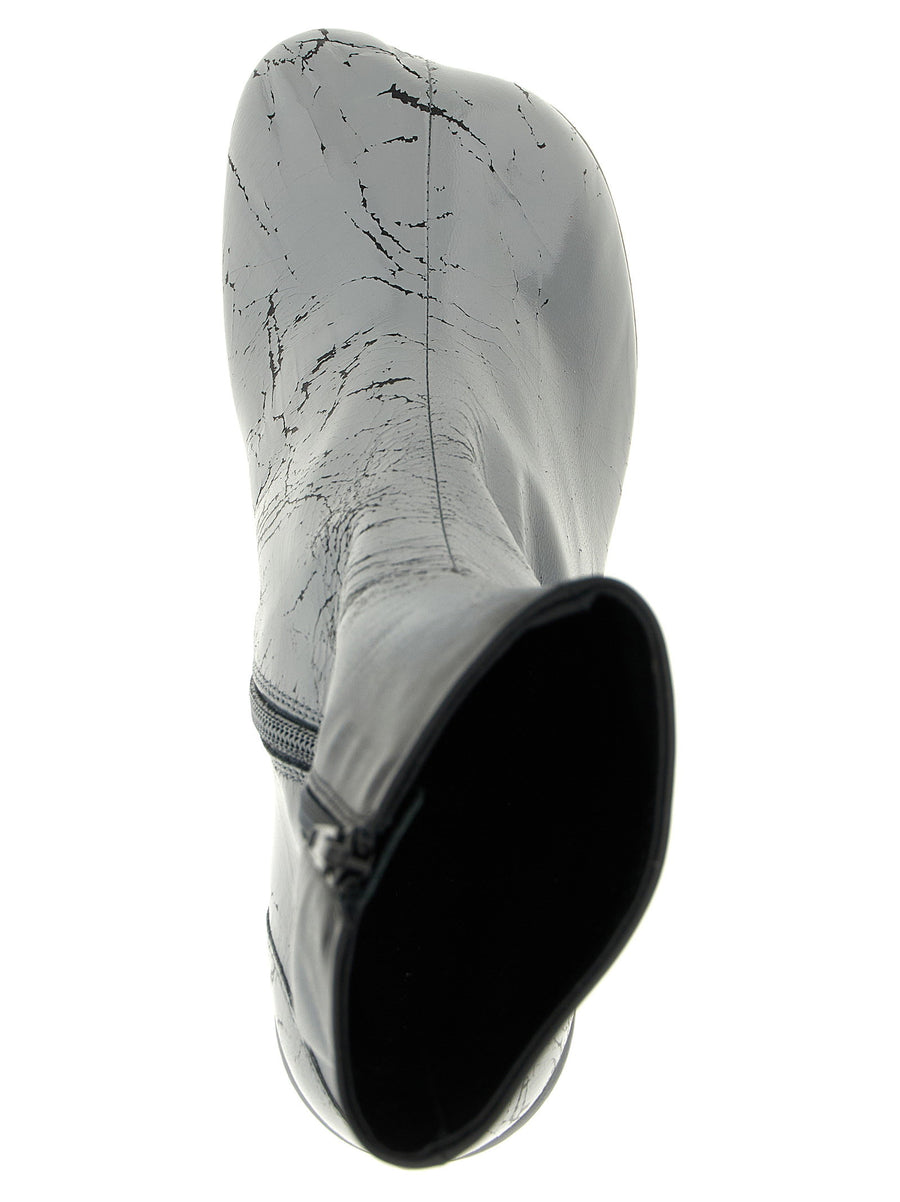 Mm6 Maison Margiela Anatomic Ankle Boots Gray Lambskin Crinkle Degrade Finish Side Zip For Women