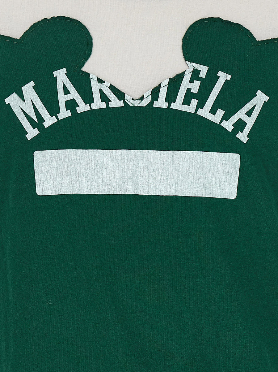 Maison Margiela Western Patchwork Shirt For Men Premium Hundred Percent Cotton Crewneck With Layered Hem In Green