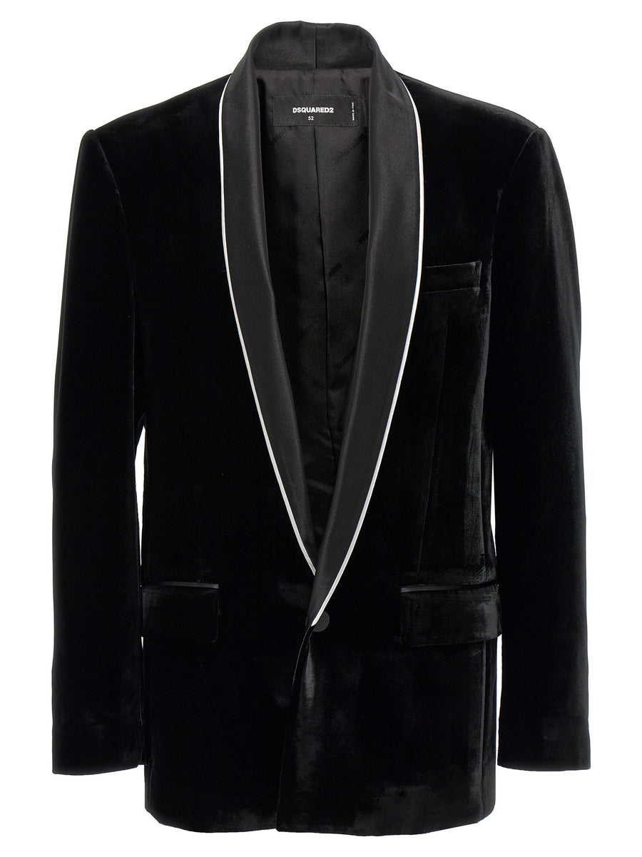 Dsquared2 Velvet Blazer For Women Luxe Palm Beach Tuxedo Jacket Slim Fit Statement