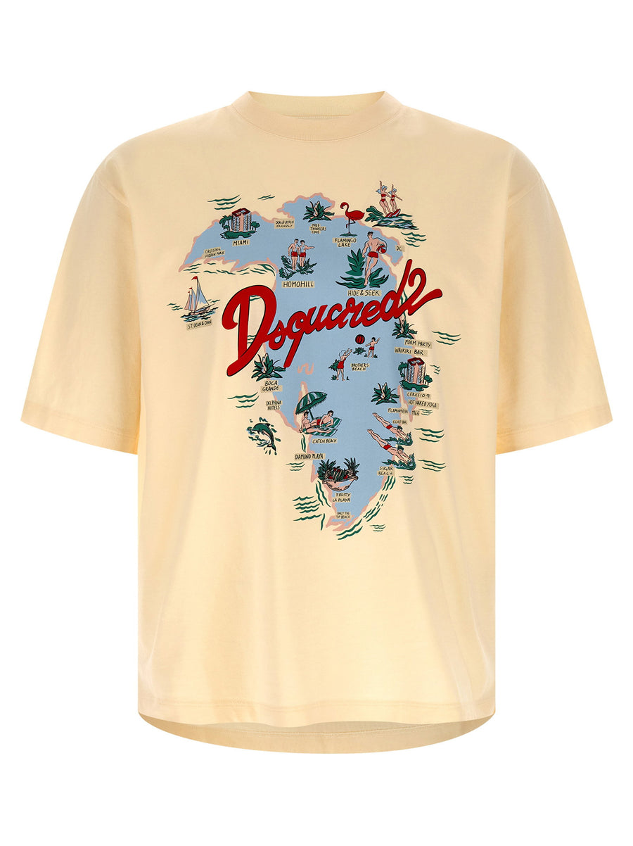 Dsquared2 Mens Printed Cotton Tee With Front Graphic
