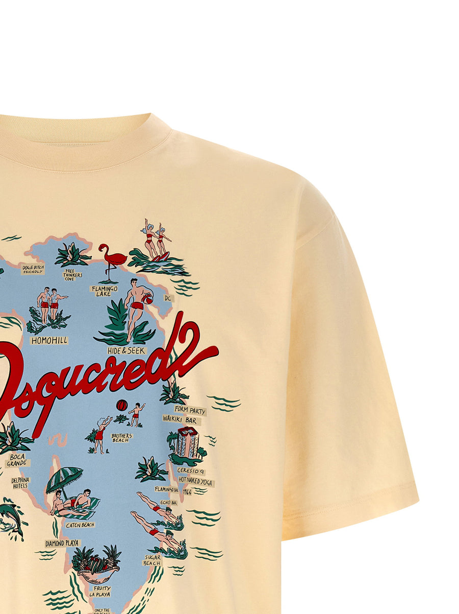 Dsquared2 Mens Printed Cotton Tee With Front Graphic