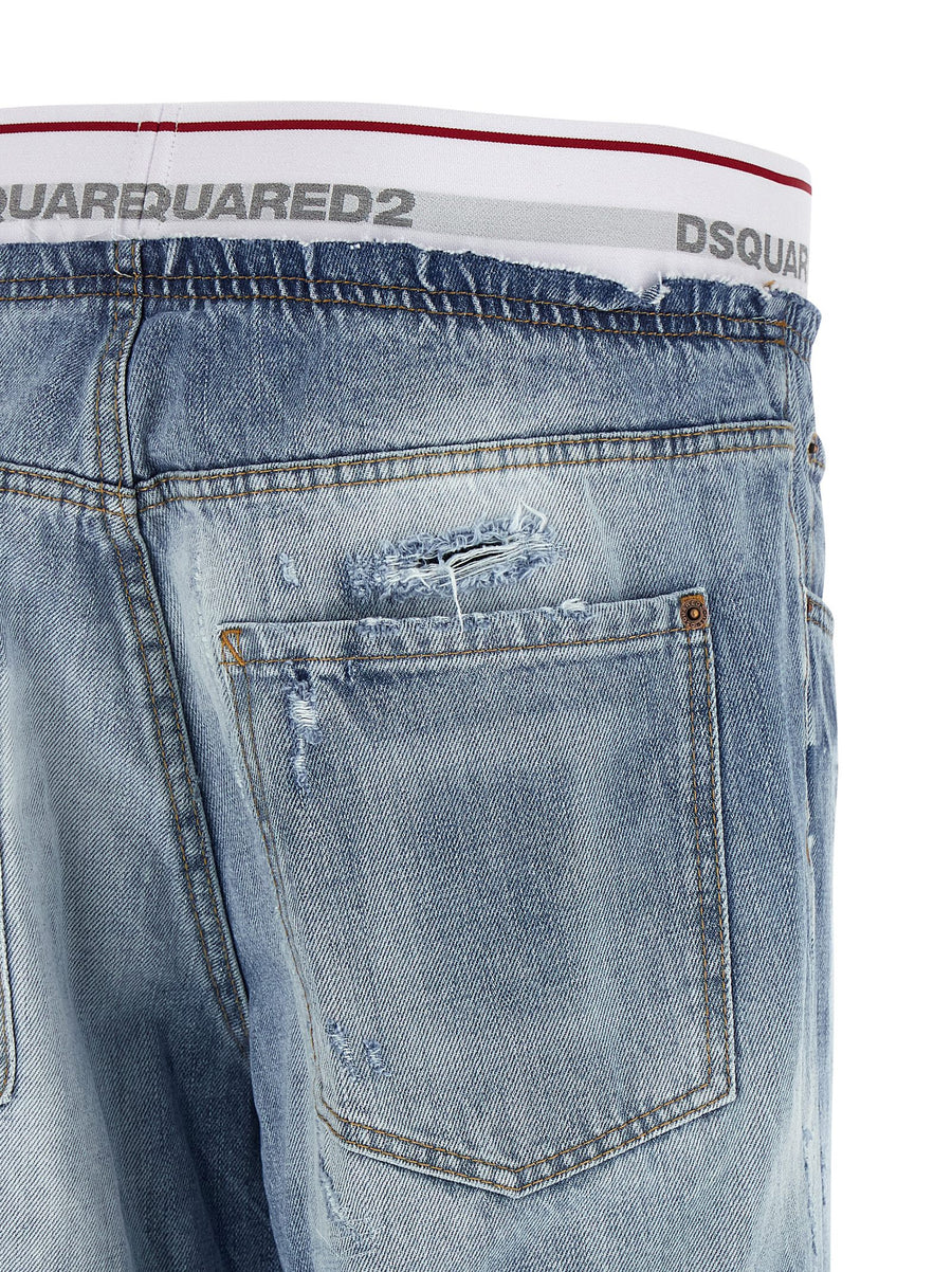 Dsquared2 Denim Jogger Jeans for Women Premium Stonewashed Stretch Cotton with Destroyed Detailing