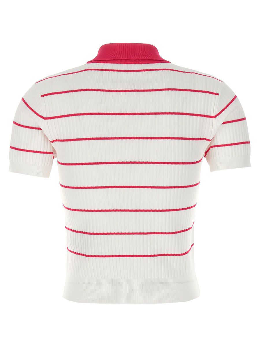 Dsquared2 Striped Polo Shirt For Women Multicolor Ribbed Viscose Blend Luxury Top