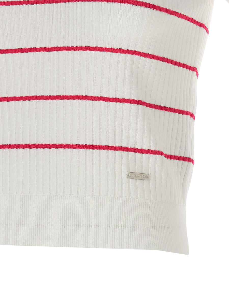 Dsquared2 Striped Polo Shirt For Women Multicolor Ribbed Viscose Blend Luxury Top