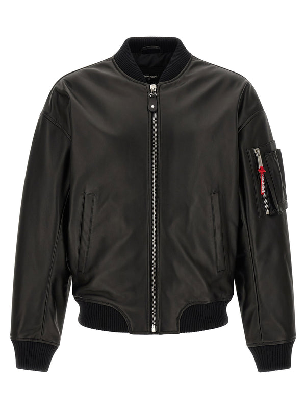 Dsquared2 Leather Bomber Jacket