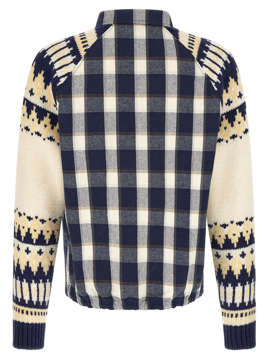 Dsquared2 Classic Check Drawstring Shirt Raglan Knit Sleeves Multicolor Cotton