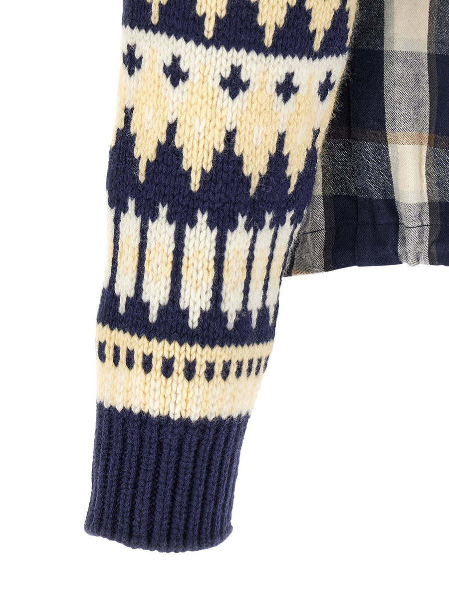 Dsquared2 Classic Check Drawstring Shirt Raglan Knit Sleeves Multicolor Cotton