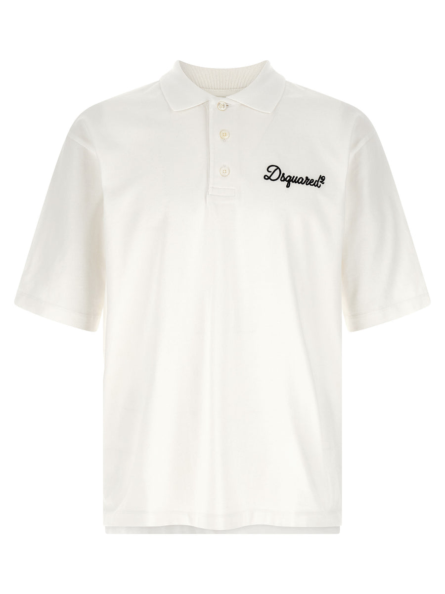 Dsquared2 Signature Polo Shirt For Men Premium 100 Percent Cotton White With Front Embroidery
