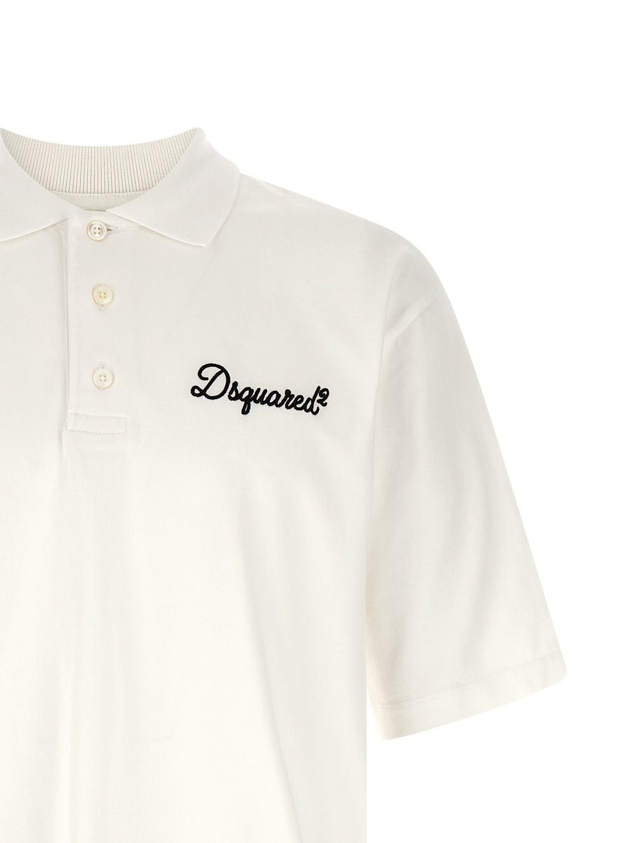 Dsquared2 Signature Polo Shirt For Men Premium 100 Percent Cotton White With Front Embroidery
