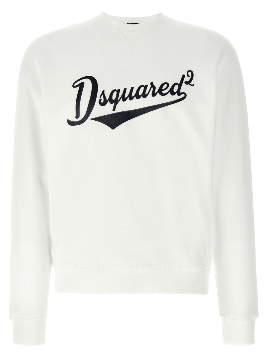 Dsquared2 Cool Fit Sweatshirt For Men Velvet Logo One Hundred Percent Cotton Jersey True To Size All Seasons