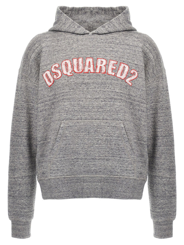 Dsquared2 NYC Fit Hoodie for Men in Gray Brushed Cotton with Subtle Embossed Logo and City Ready Versatility