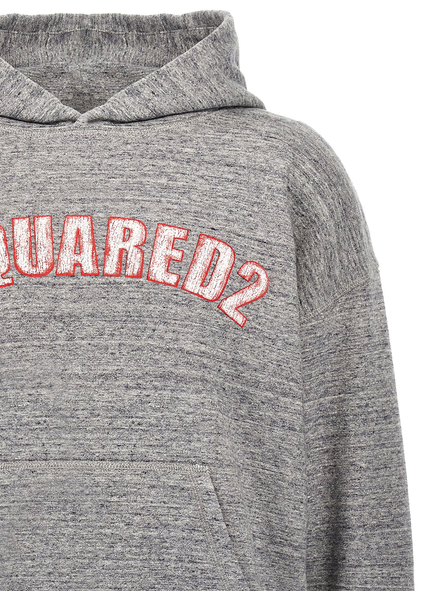 Dsquared2 NYC Fit Hoodie for Men in Gray Brushed Cotton with Subtle Embossed Logo and City Ready Versatility