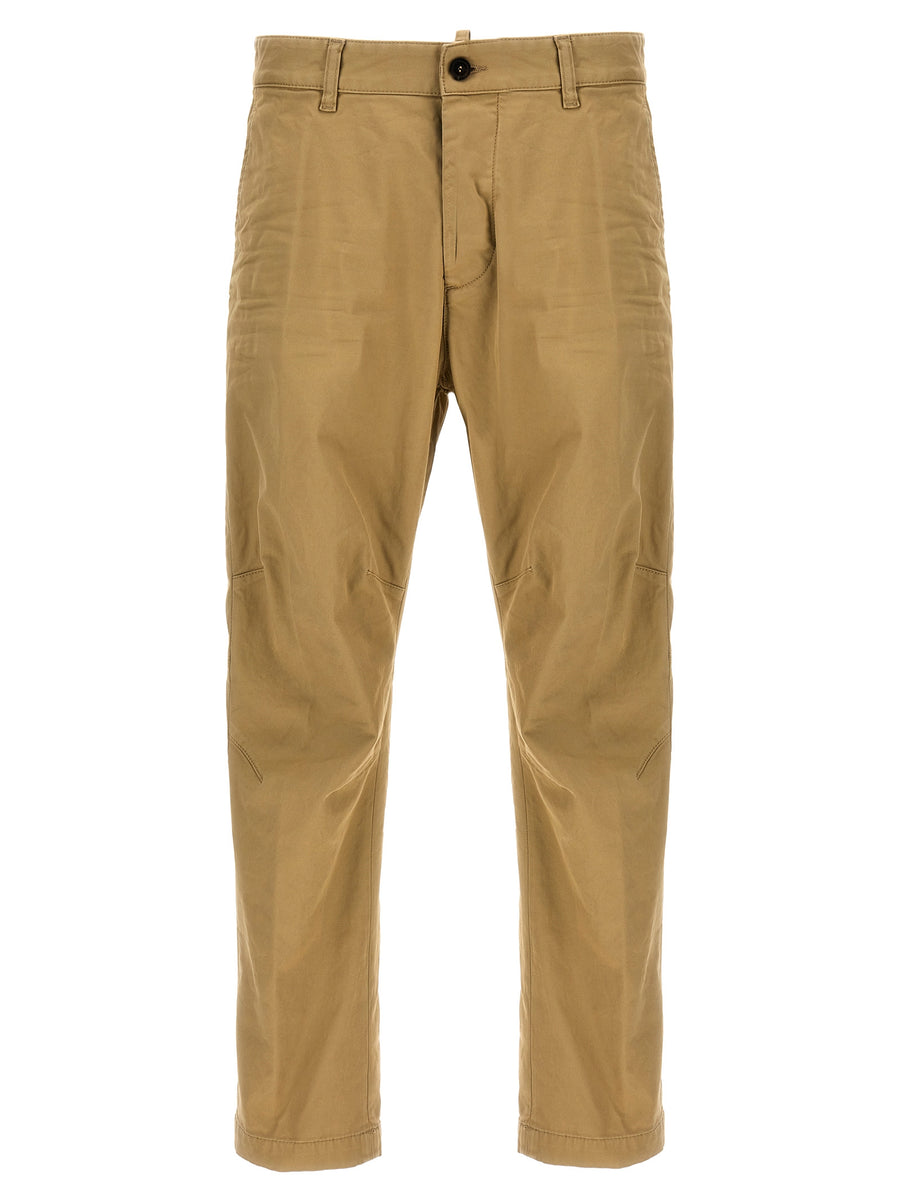 Dsquared2 Sexy Chino Pants for Women Stretch Cotton Beige Trousers with Pockets Premium Comfort