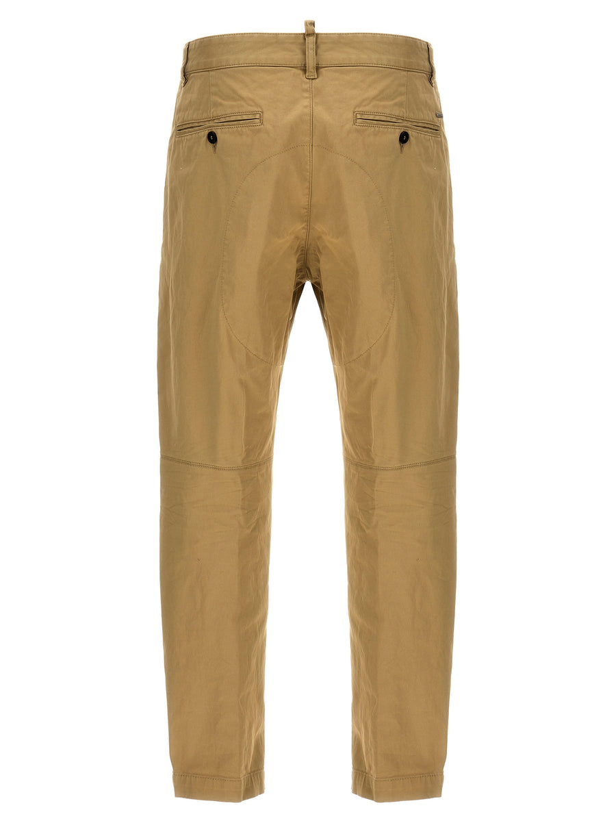 Dsquared2 Sexy Chino Pants for Women Stretch Cotton Beige Trousers with Pockets Premium Comfort