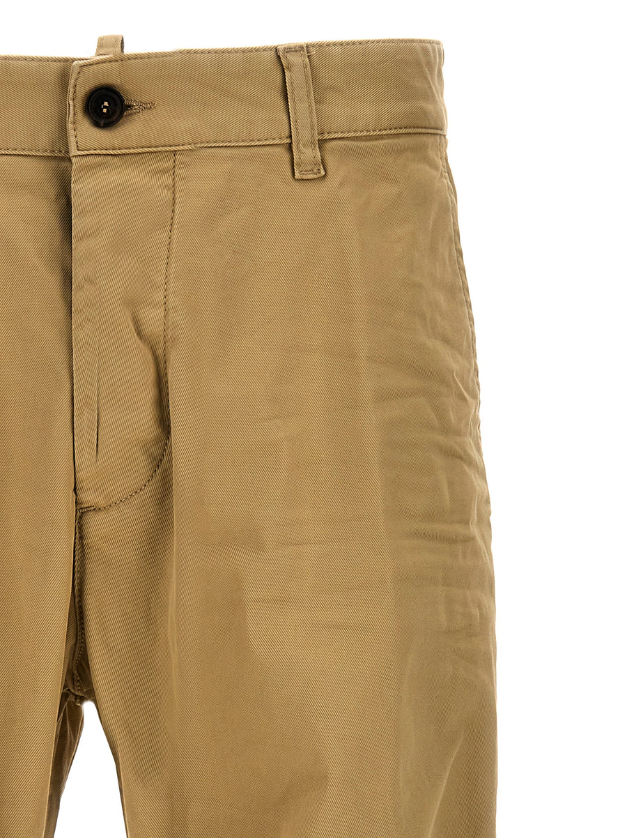Dsquared2 Sexy Chino Pants for Women Stretch Cotton Beige Trousers with Pockets Premium Comfort