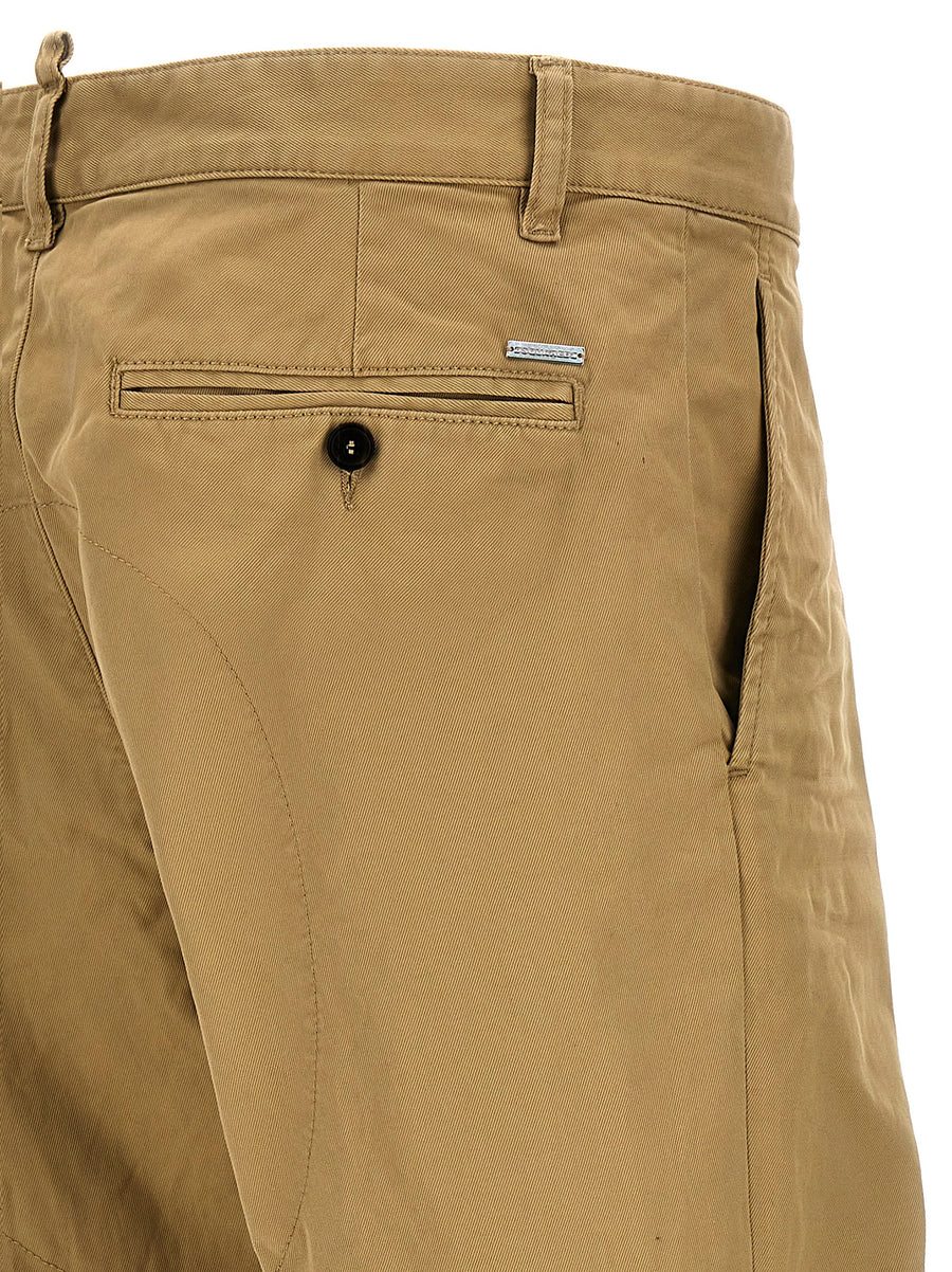 Dsquared2 Sexy Chino Pants for Women Stretch Cotton Beige Trousers with Pockets Premium Comfort