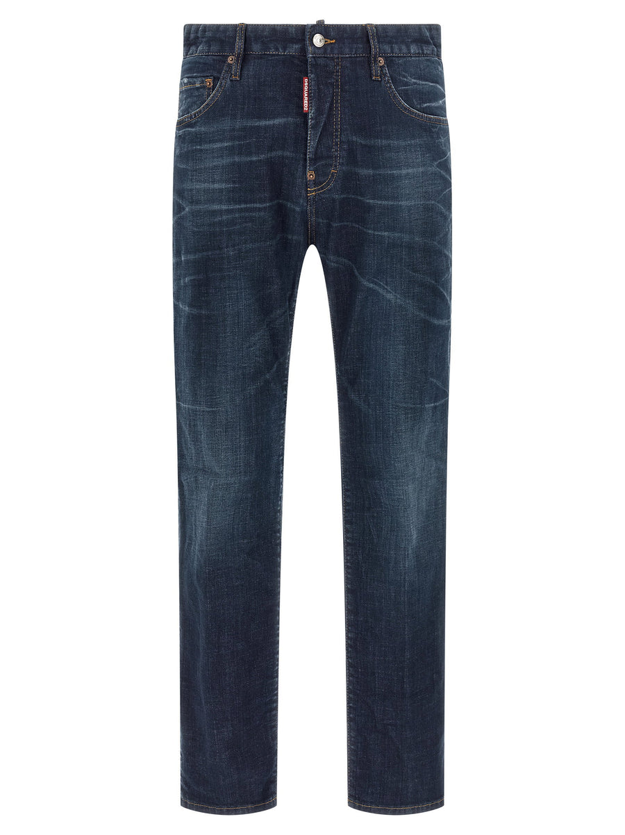 Dsquared2 642 Jeans For Men Slim Tight Fit With Used Effect Wash Premium Denim All Season Style