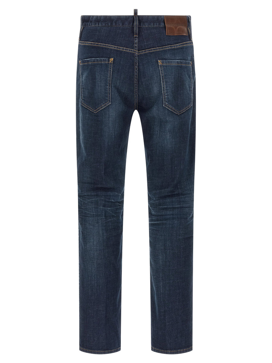 Dsquared2 642 Jeans For Men Slim Tight Fit With Used Effect Wash Premium Denim All Season Style
