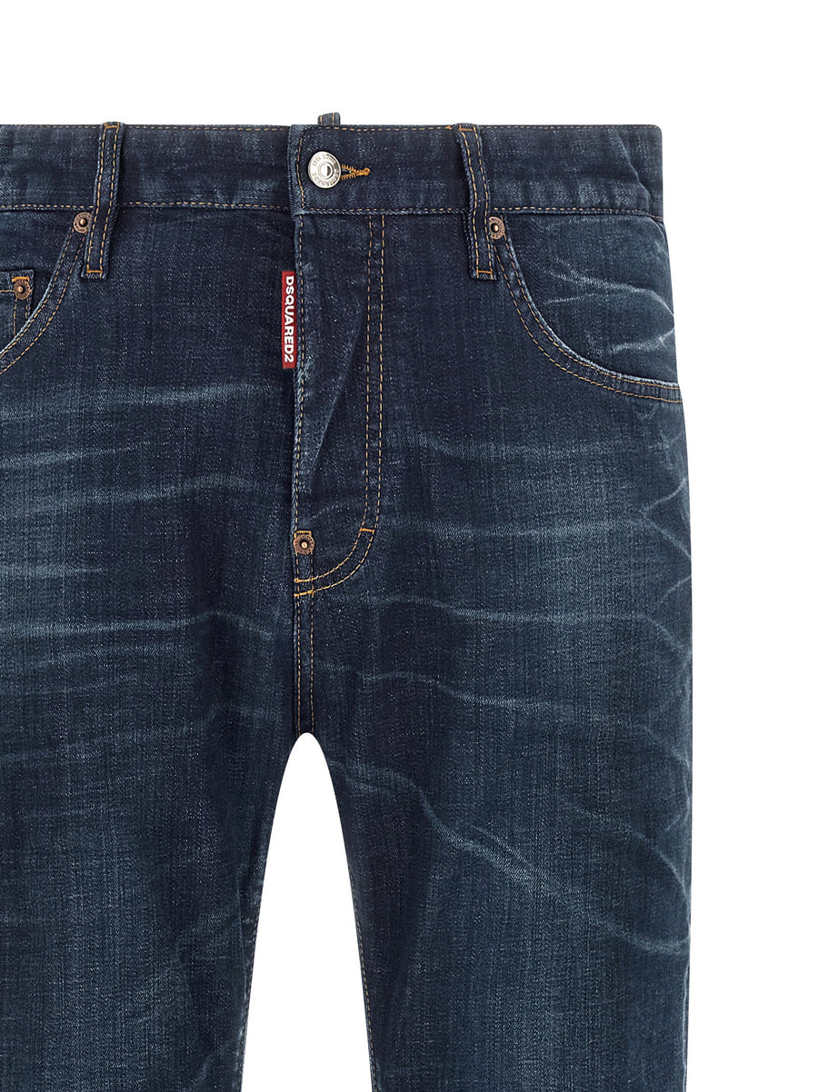 Dsquared2 642 Jeans For Men Slim Tight Fit With Used Effect Wash Premium Denim All Season Style