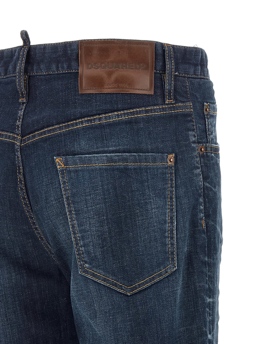 Dsquared2 642 Jeans For Men Slim Tight Fit With Used Effect Wash Premium Denim All Season Style