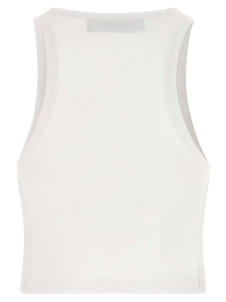 Dsquared2 D2 Upside Down Crop Tank Top White 100 Percent Cotton Slim Fit