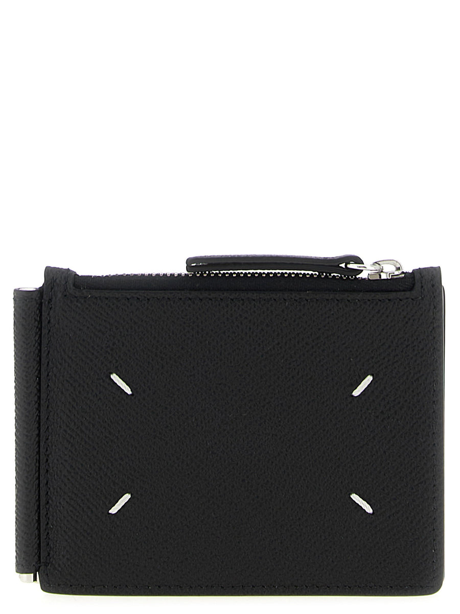Maison Margiela Logo Wallet For Men Premium Black Leather Compact Design With Logo Embroidery