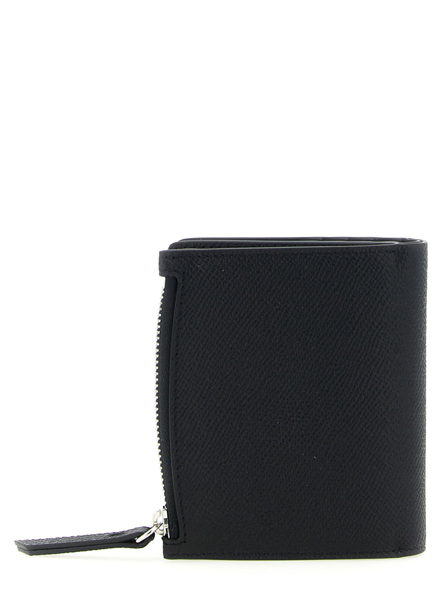 Maison Margiela Four Stitches Luxurious Small Wallet Black Calfskin Bifold Card Holder For Women