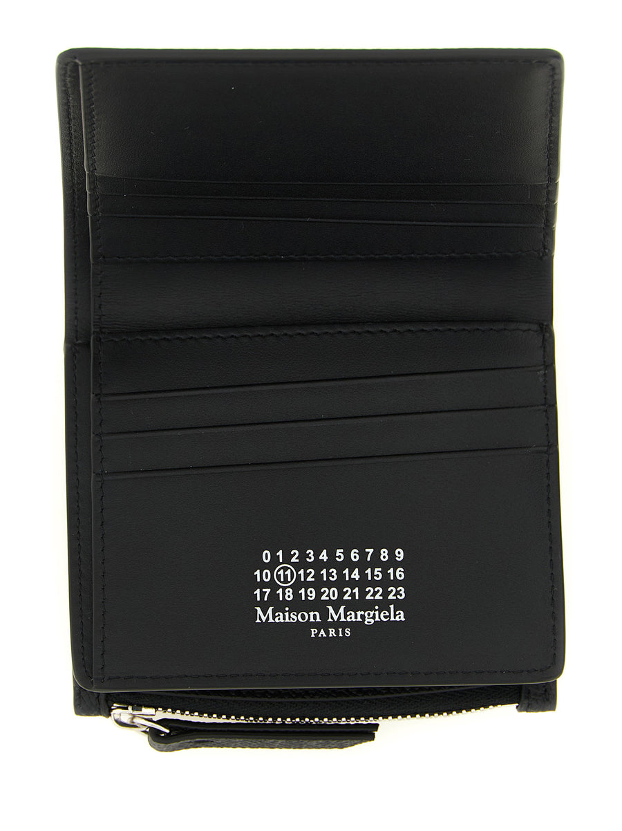 Maison Margiela Four Stitches Luxurious Small Wallet Black Calfskin Bifold Card Holder For Women