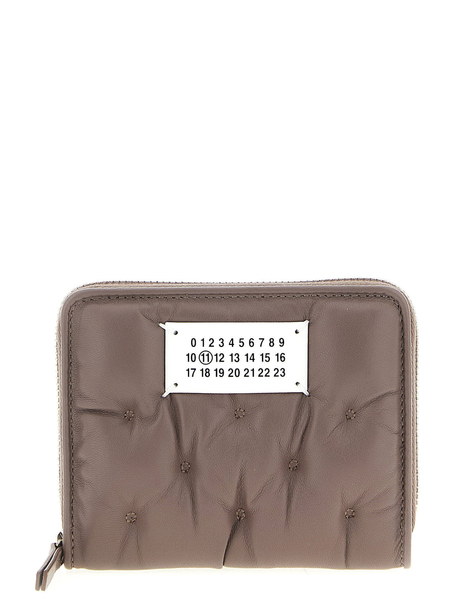 Maison Margiela Glam Slam Small Wallet For Women Pink Calfskin Quilted Matelasse Zippered Wallet