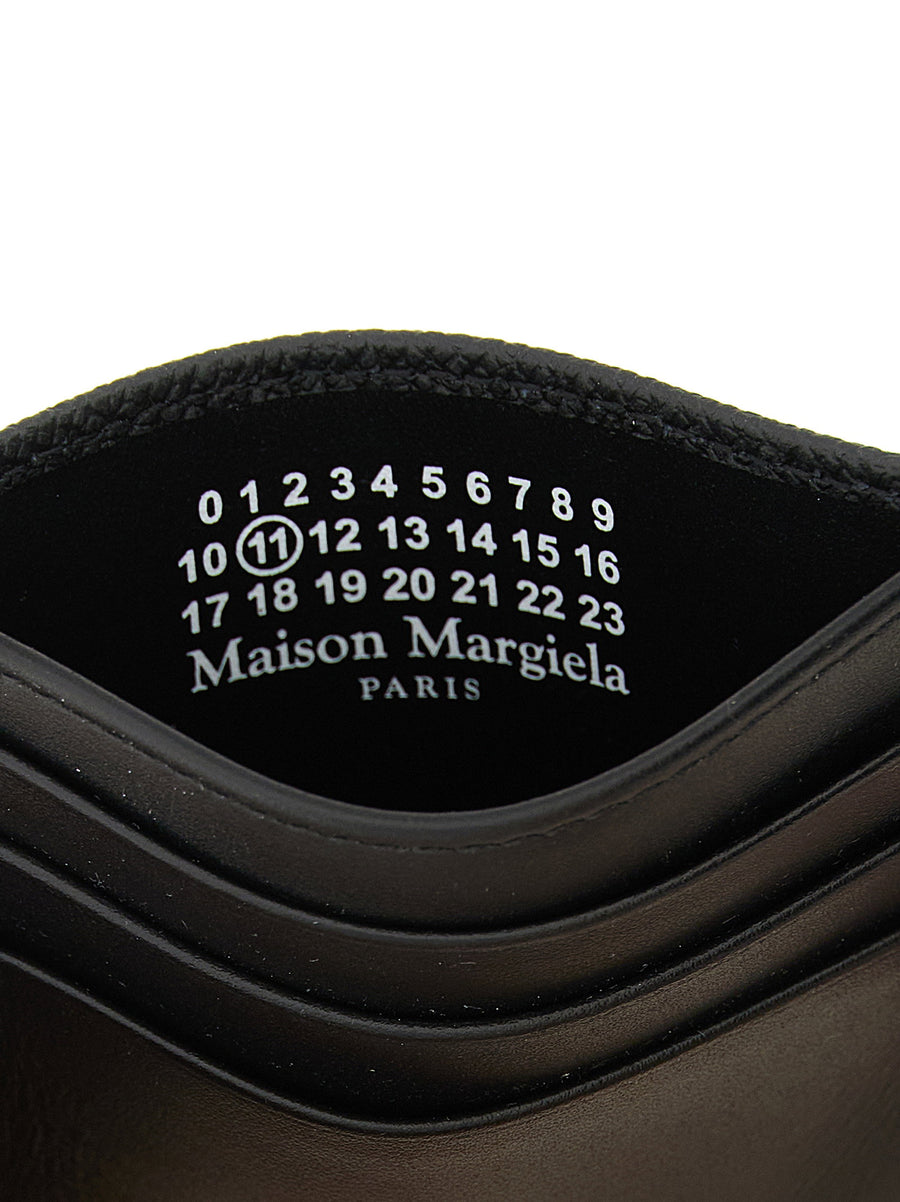 Maison Margiela Four Stitches Calfskin Card Holder Black Double Texture Six Card Compartments For Men