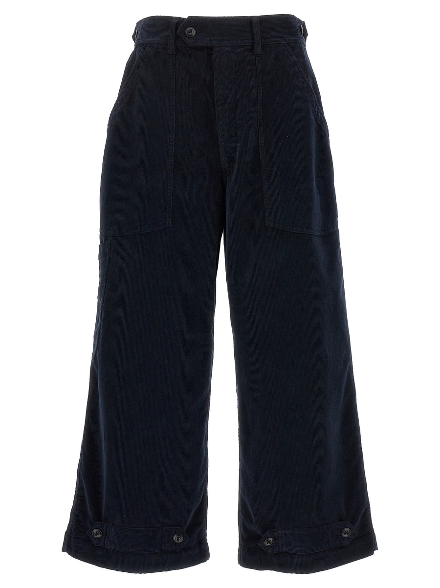 Cellar Door Paola Pants Versatile Wide Leg Blue Corduroy For Women Polished Office Wear