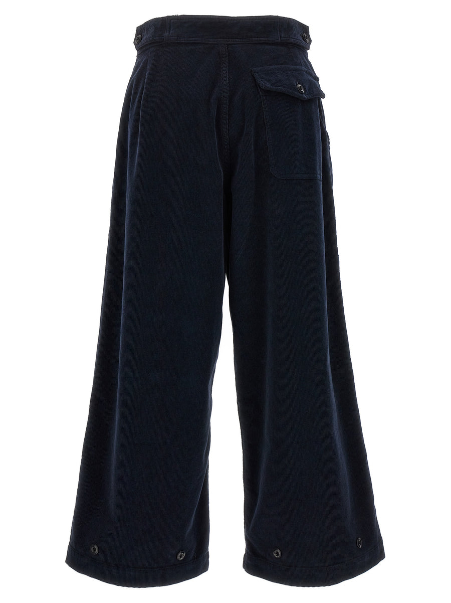 Cellar Door Paola Pants Versatile Wide Leg Blue Corduroy For Women Polished Office Wear