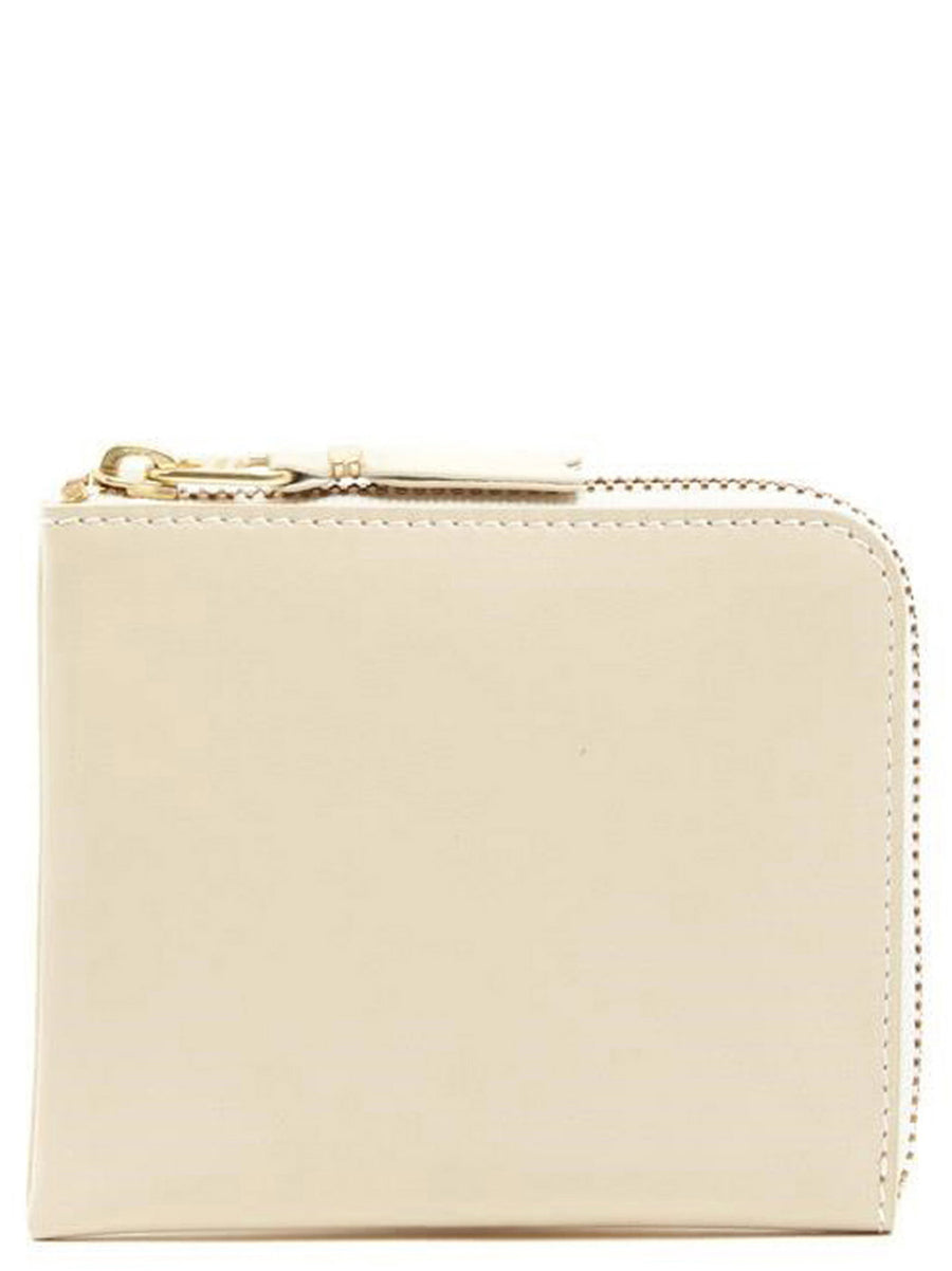 Comme Des Garcons Wallet Portafoglio Classic Line Beige Leather Compact For Women Corner Zipper