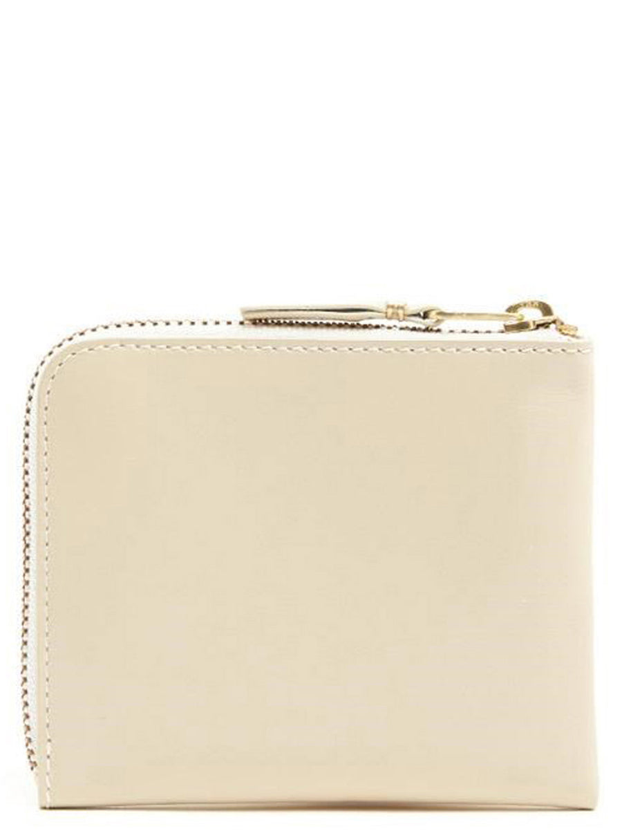 Comme Des Garcons Wallet Portafoglio Classic Line Beige Leather Compact For Women Corner Zipper