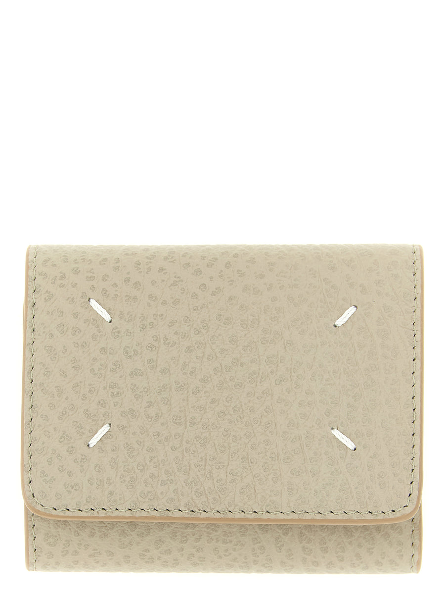 Maison Margiela Four Stitches Wallet For Men Premium Gray Embossed Leather With Snap Closure