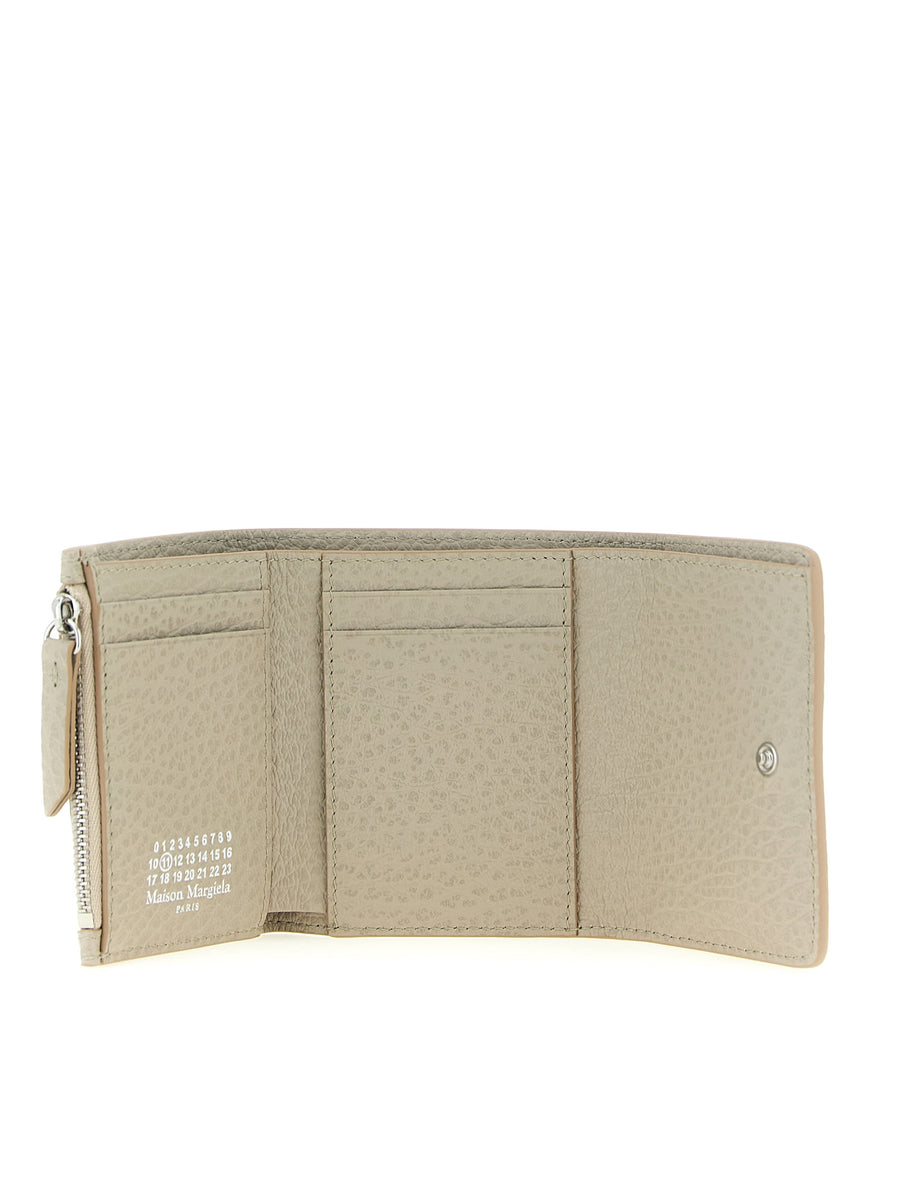Maison Margiela Four Stitches Wallet For Men Premium Gray Embossed Leather With Snap Closure
